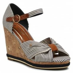 Wedges Sandals WRANGLER - Panama Cross WL11652A Navy Stripes 572 White, Navy Blue