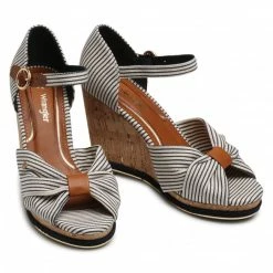 Wedges Sandals WRANGLER - Panama Cross WL11652A Navy Stripes 572 White, Navy Blue -Cheap Wojas Store 0000208121972 03 rz