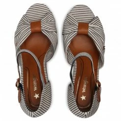 Wedges Sandals WRANGLER - Panama Cross WL11652A Navy Stripes 572 White, Navy Blue -Cheap Wojas Store 0000208121972 04 rz